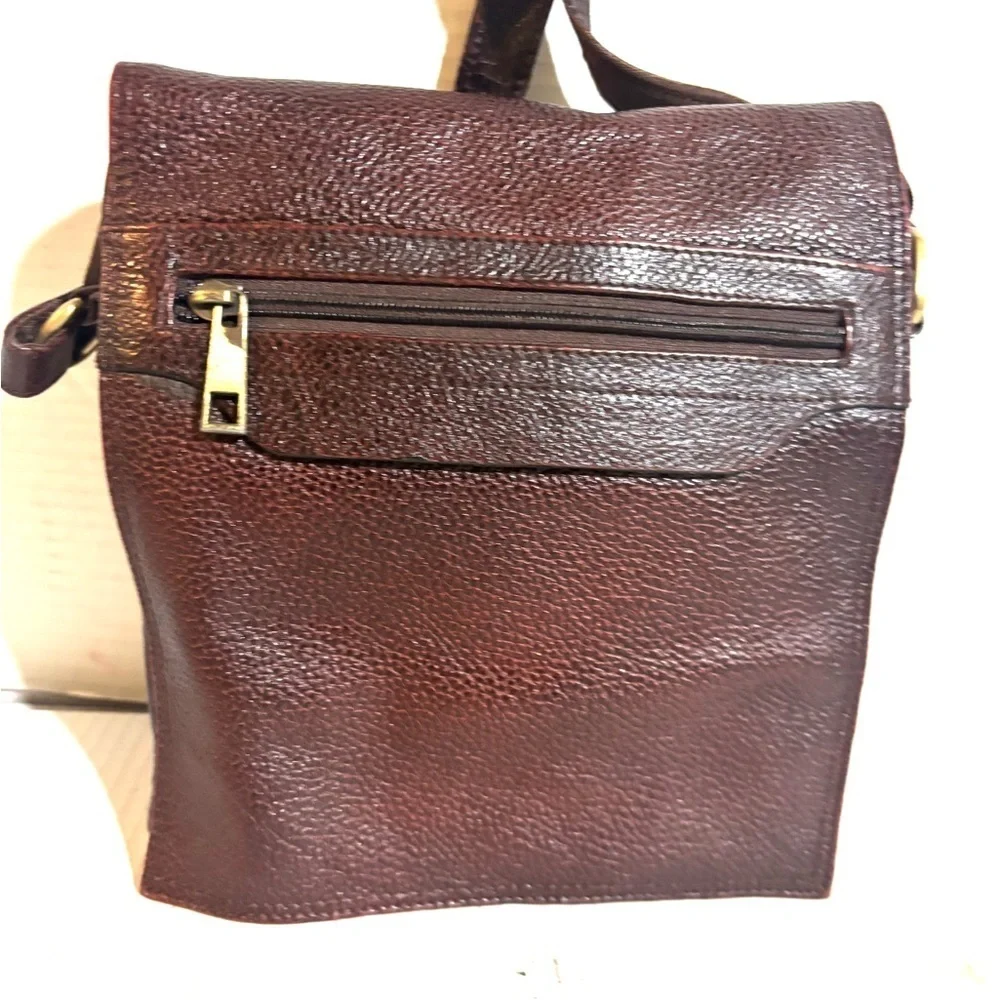 Vintage Dark Brown Leather Messenger Bag